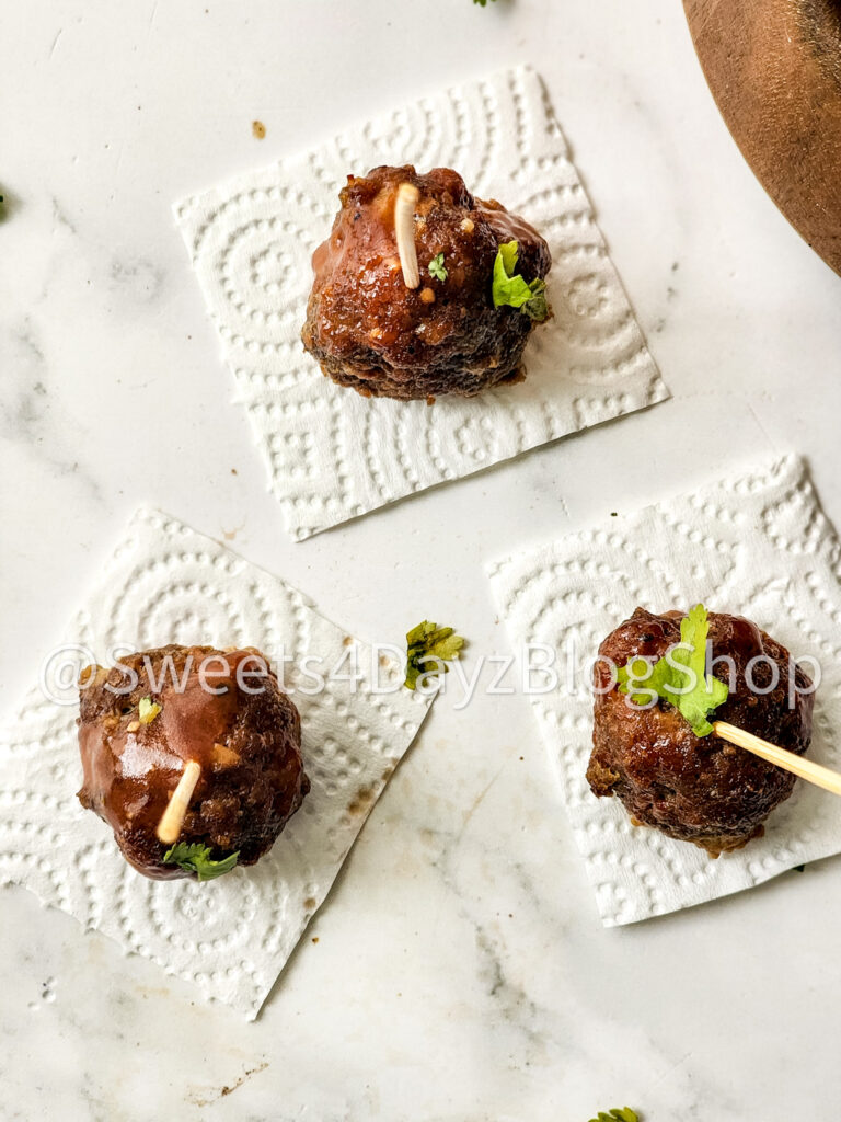 Keto Low Carb BBQ Meatballs on Marble - Image 9