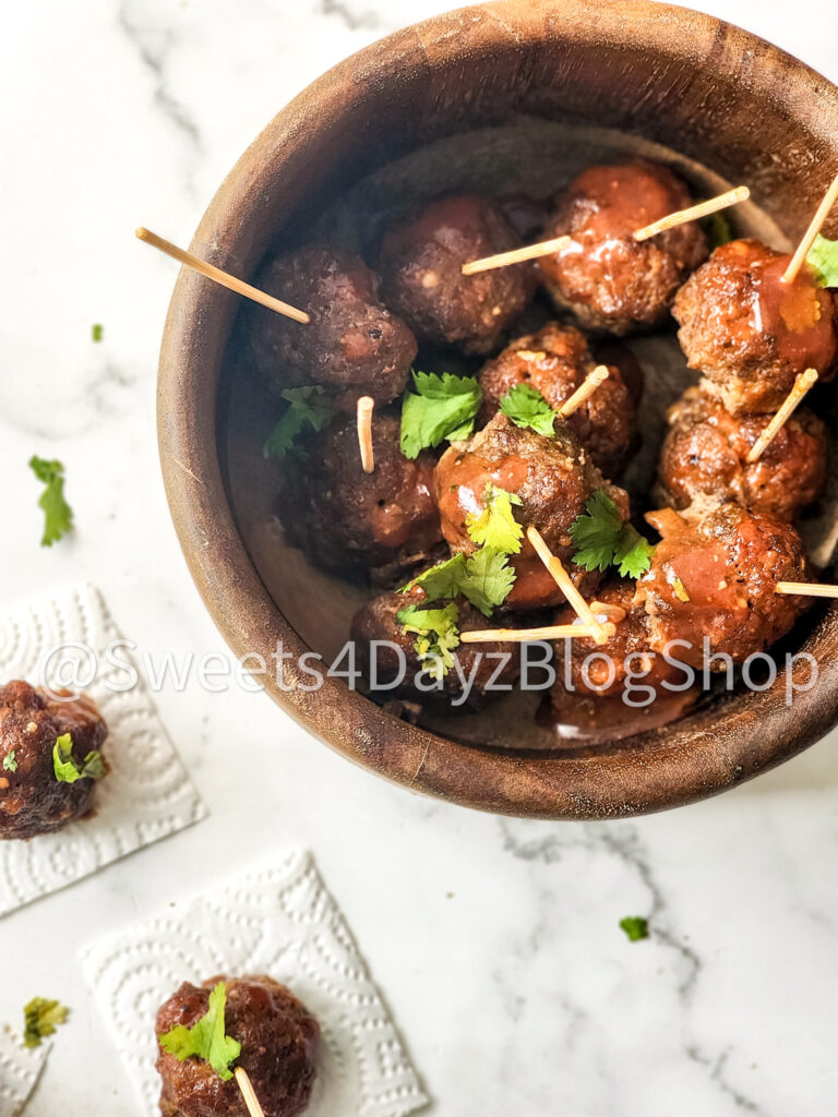 Keto Low Carb BBQ Meatballs on Marble - Image 10