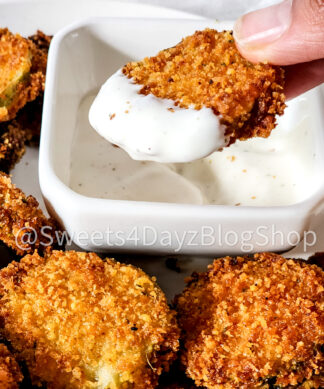 Parmesan Fried Pickles on Marble