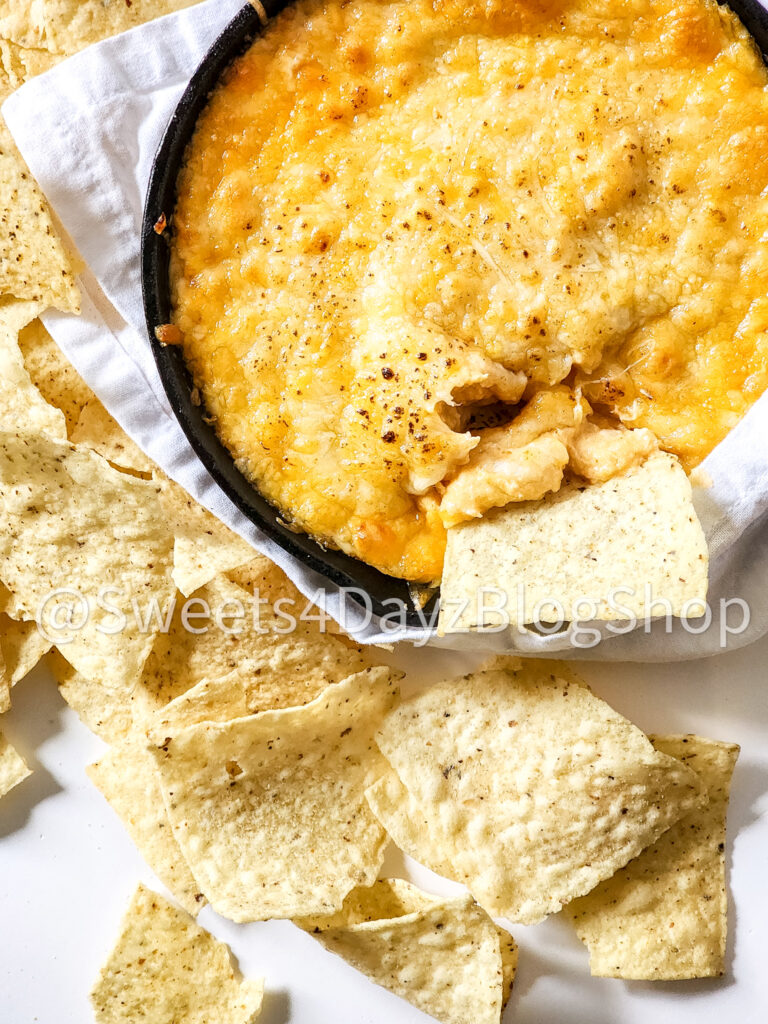 Cheesy Buffalo Chicken Dip on White