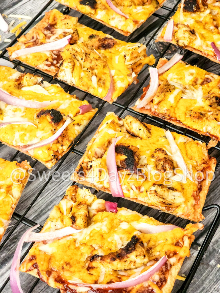 BBQ Chicken Flatbread Pizza on Grey Wood - Image 5