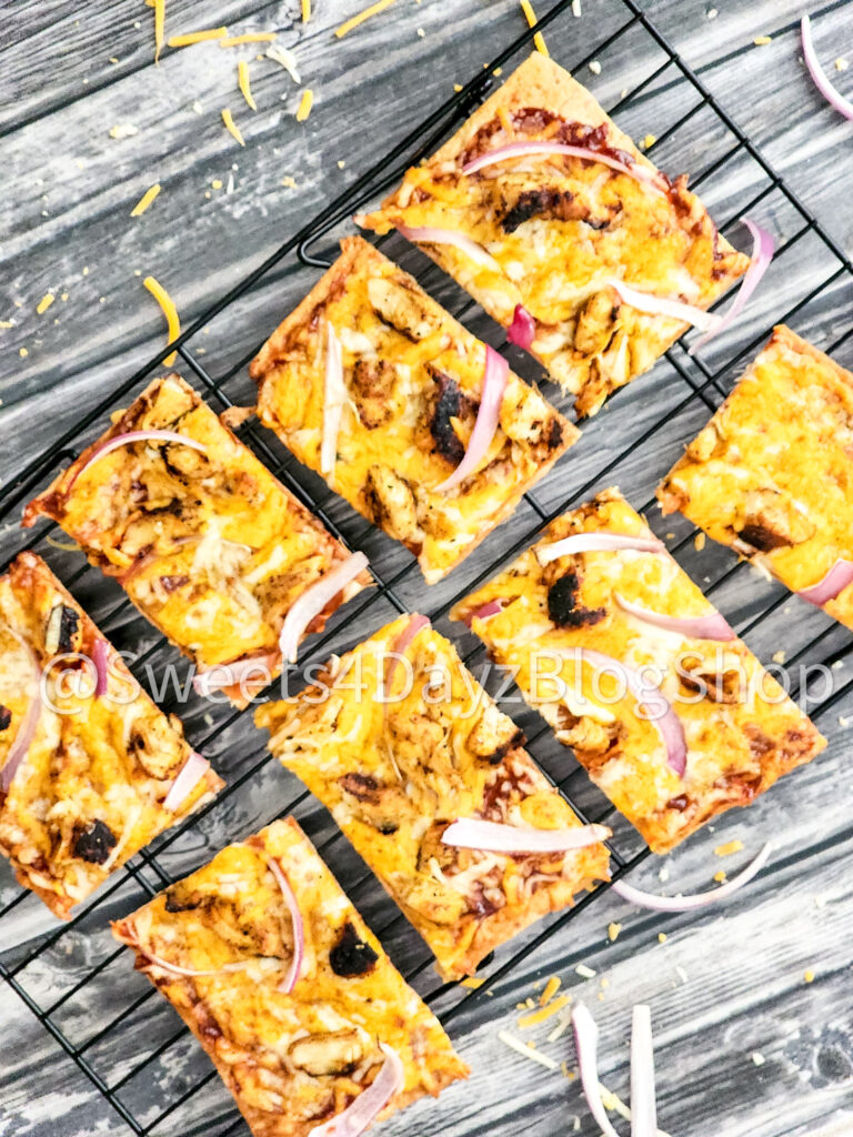 BBQ Chicken Flatbread Pizza on Grey Wood - Image 9