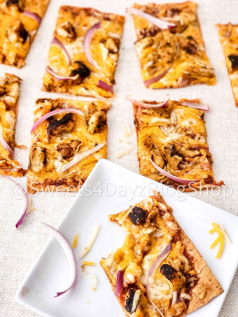 BBQ Chicken Flatbread Pizza on Linen - Image 2