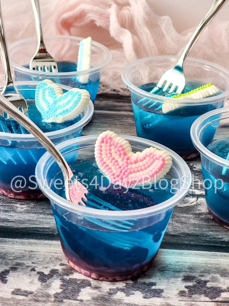 The Little Mermaid Jell-O Cups on Grey Wood