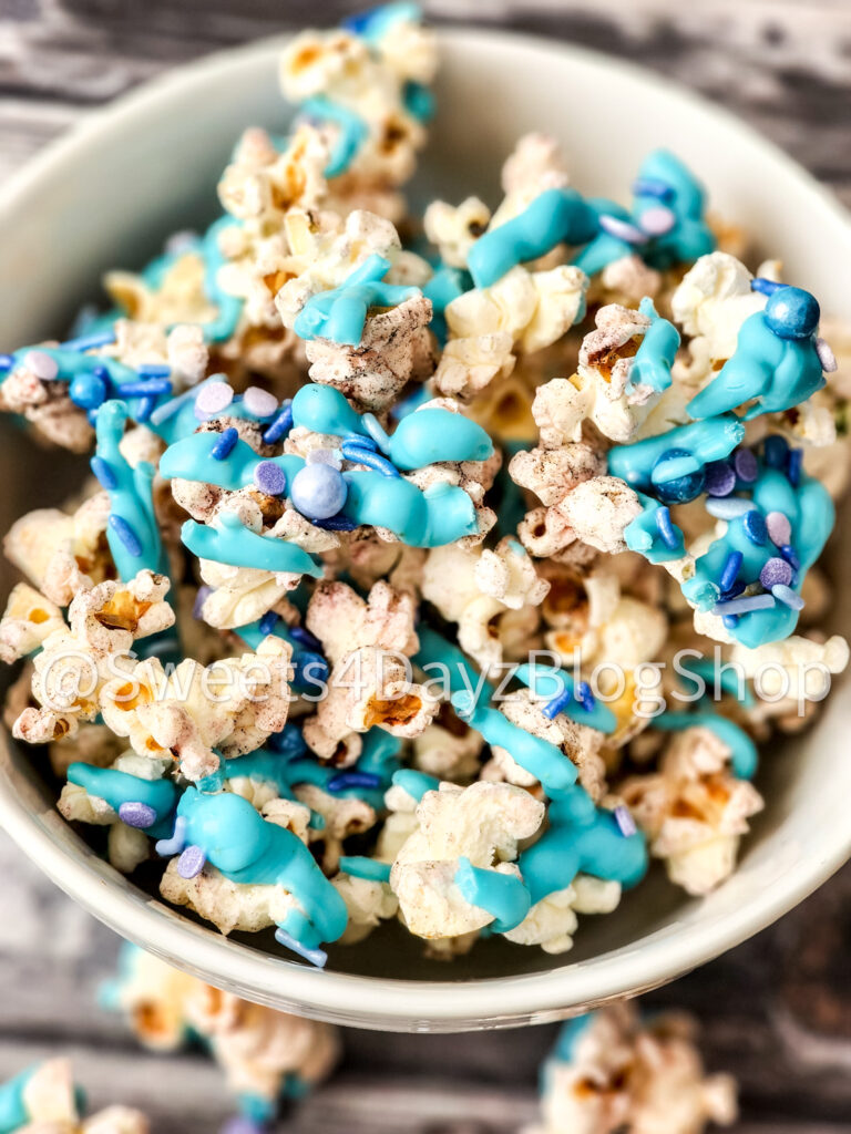 Homemade Mermaid Popcorn on Grey Wood
