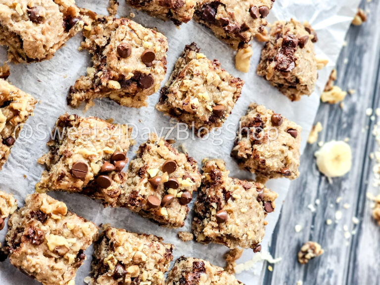 Vegan Banana Bread Oatmeal Bars on Grey Wood - Image 5
