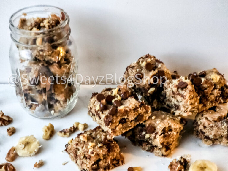 Vegan Banana Bread Oatmeal Bars on Marble - Image 3