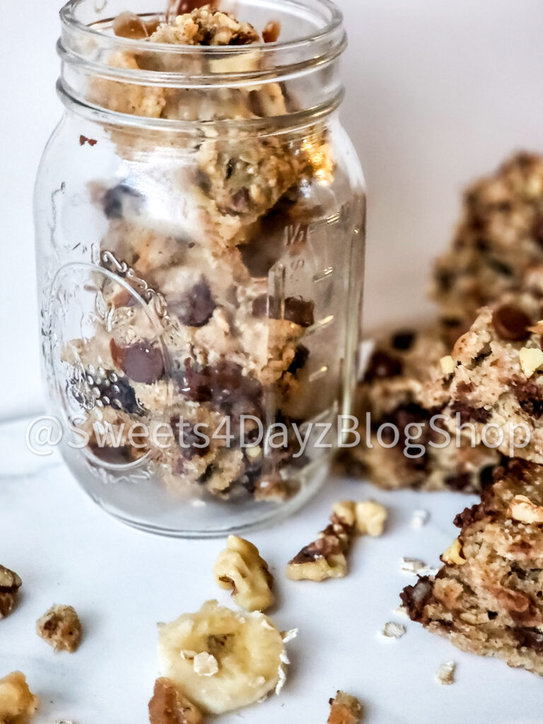 Vegan Banana Bread Oatmeal Bars on Marble - Image 5