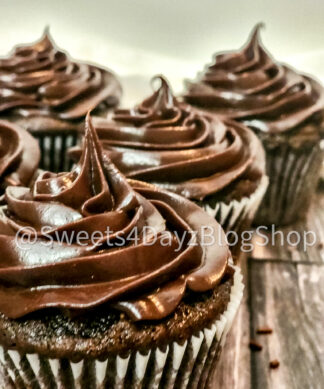 Homemade Chocolate Espresso Cupcakes on Grey Wood