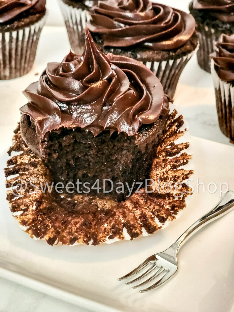 Homemade Chocolate Espresso Cupcakes on Marble