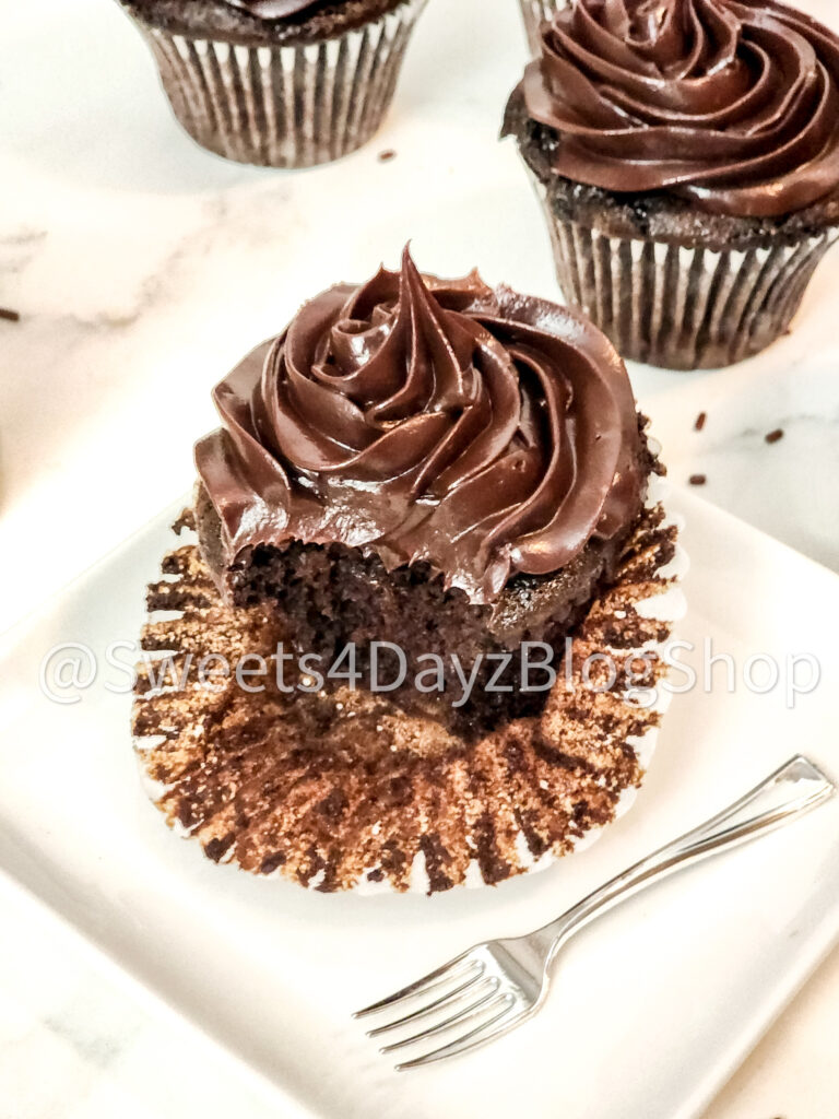 Homemade Chocolate Espresso Cupcakes on Marble - Image 2