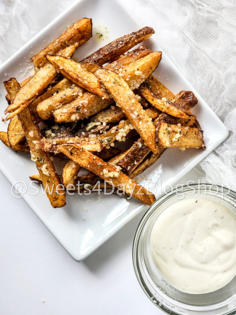 Garlic Parmesan Fries on White - Image 3