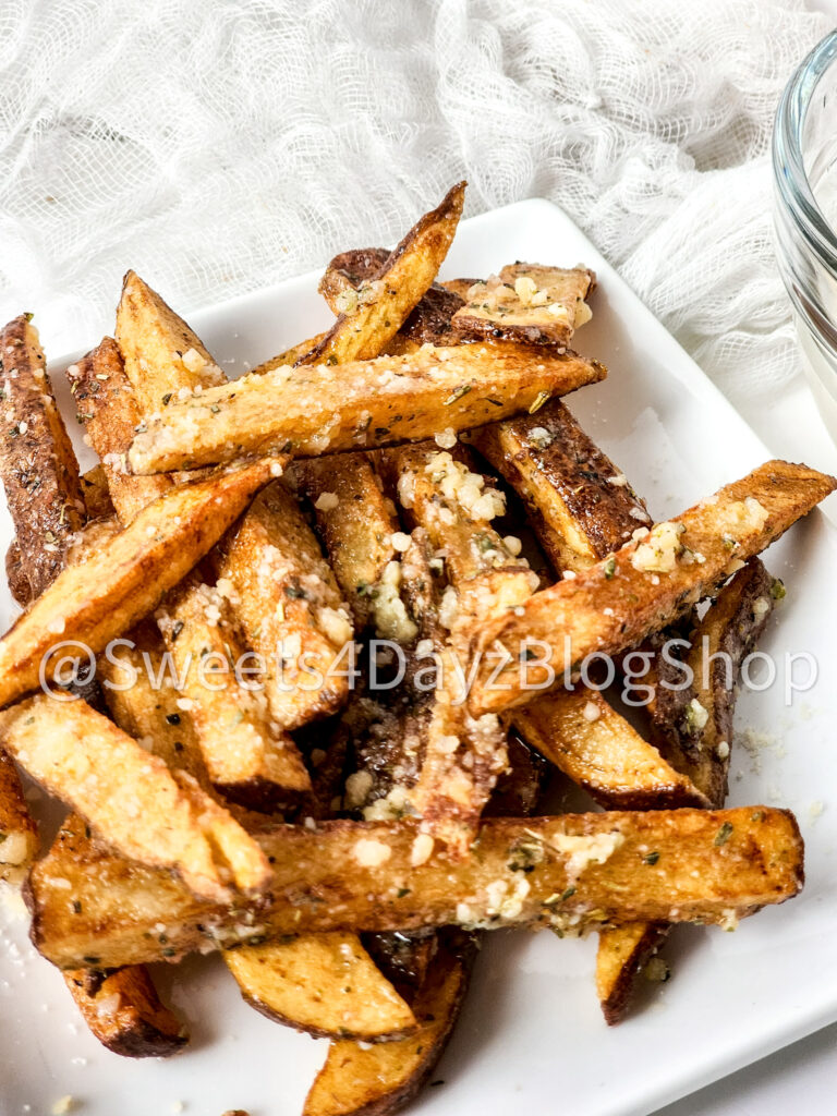 Garlic Parmesan Fries on White