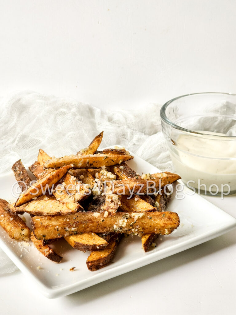 Garlic Parmesan Fries on White - Image 7