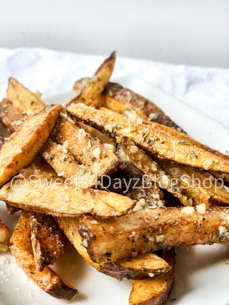 Garlic Parmesan Fries on Grey Wood - Image 5