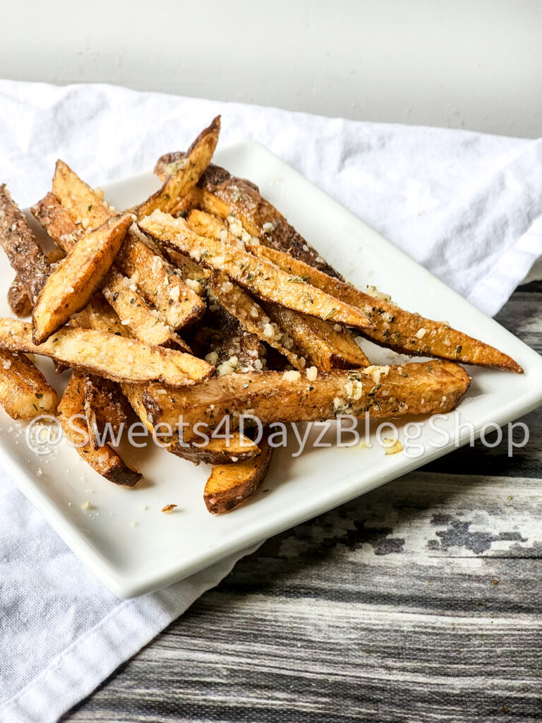 Garlic Parmesan Fries on Grey Wood - Image 6