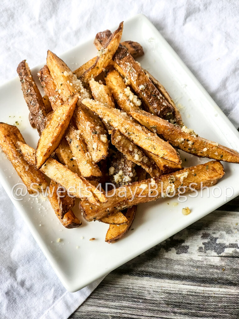 Garlic Parmesan Fries on Grey Wood - Image 7