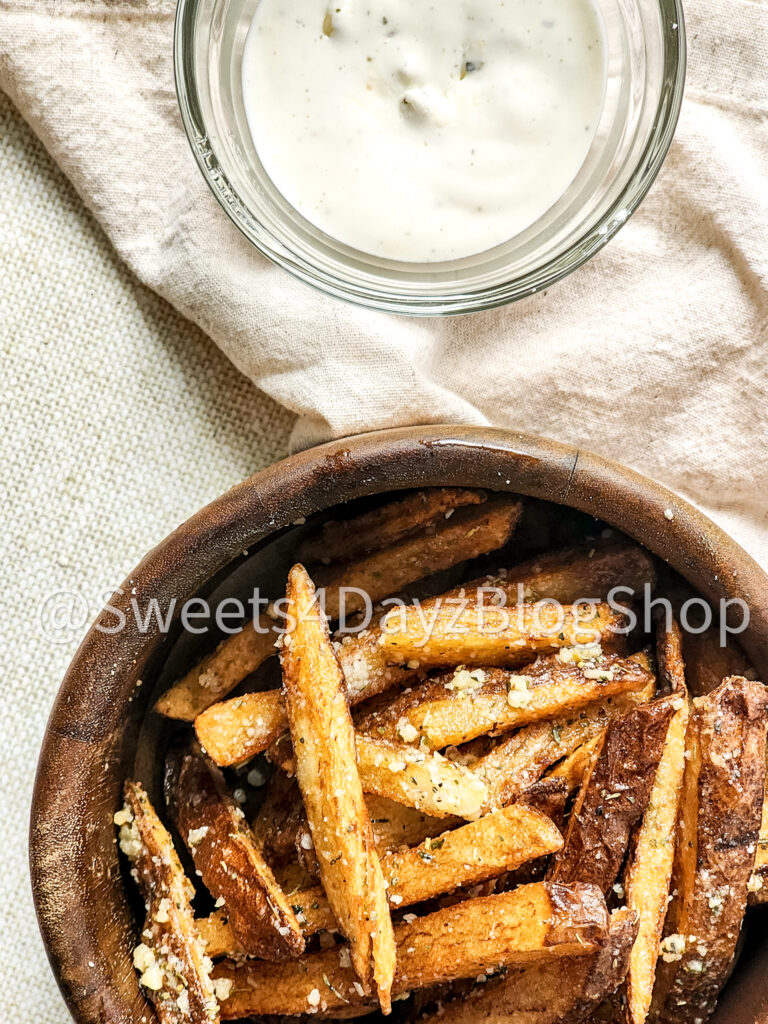 Garlic Parmesan Fries on Linen