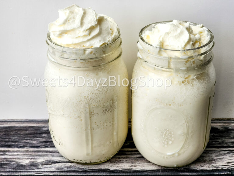 Copycat Starbucks Vanilla Bean Frappe on Grey Wood - Image 3