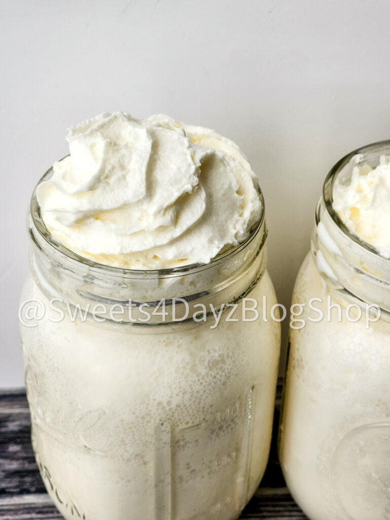 Copycat Starbucks Vanilla Bean Frappe on Grey Wood - Image 4