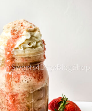 Copycat Strawberry Funnel Cake Crème Frappuccino on White