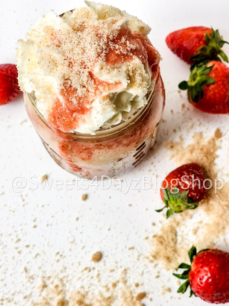 Copycat Strawberry Funnel Cake Crème Frappuccino on White - Image 4