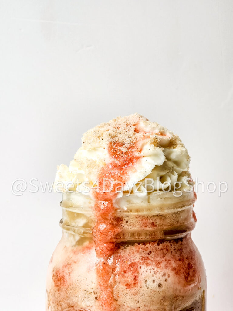 Copycat Strawberry Funnel Cake Crème Frappuccino on White - Image 5