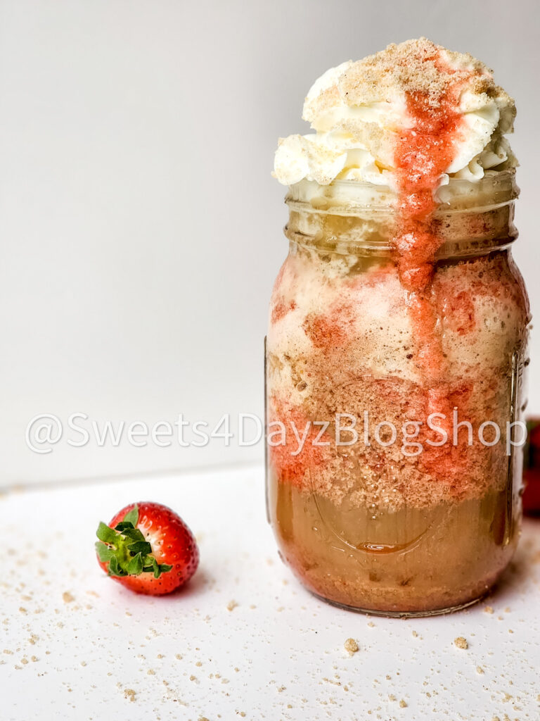 Copycat Strawberry Funnel Cake Crème Frappuccino on White - Image 6
