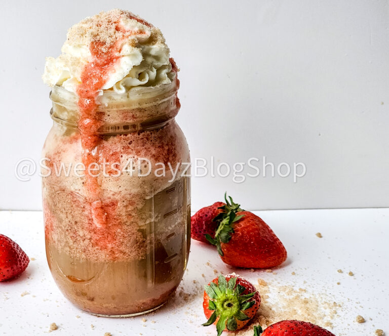 Copycat Strawberry Funnel Cake Crème Frappuccino on White - Image 7