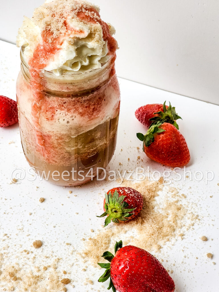 Copycat Strawberry Funnel Cake Crème Frappuccino on White - Image 8