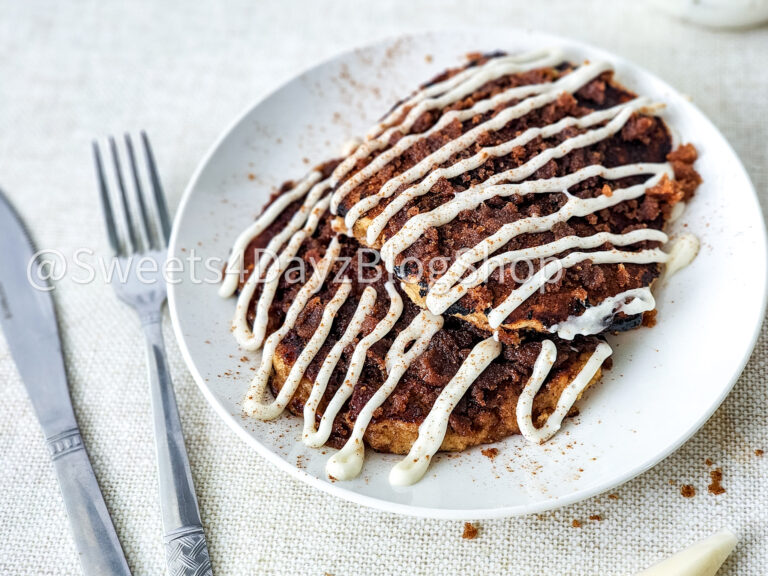 Copycat Denny's Cinnamon Roll Pancakes on Linen - Image 2