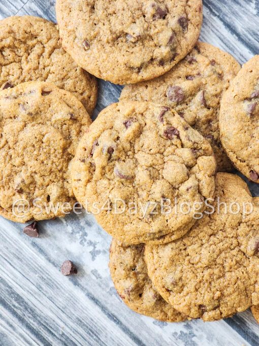 Copycat Mrs. Fields Chocolate Chip Cookies on Grey - Image 3
