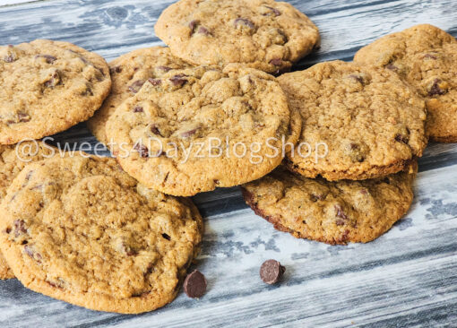 Copycat Mrs. Fields Chocolate Chip Cookies on Grey - Image 4