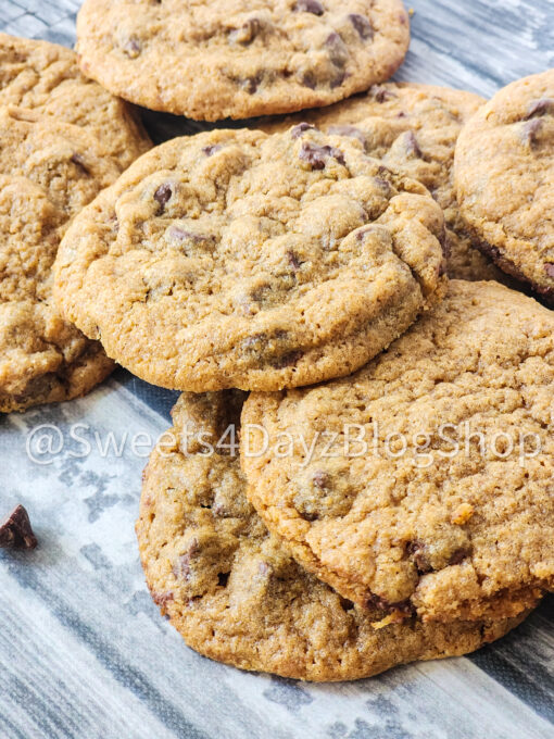 Copycat Mrs. Fields Chocolate Chip Cookies on Grey