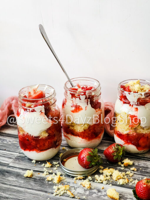 Strawberry Shortcake Jars on Grey Wood