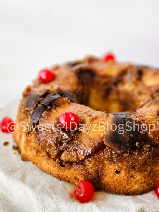 Pineapple Upside Down Bundt Cake on White - Image 2