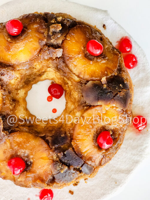 Pineapple Upside Down Bundt Cake on White - Image 3