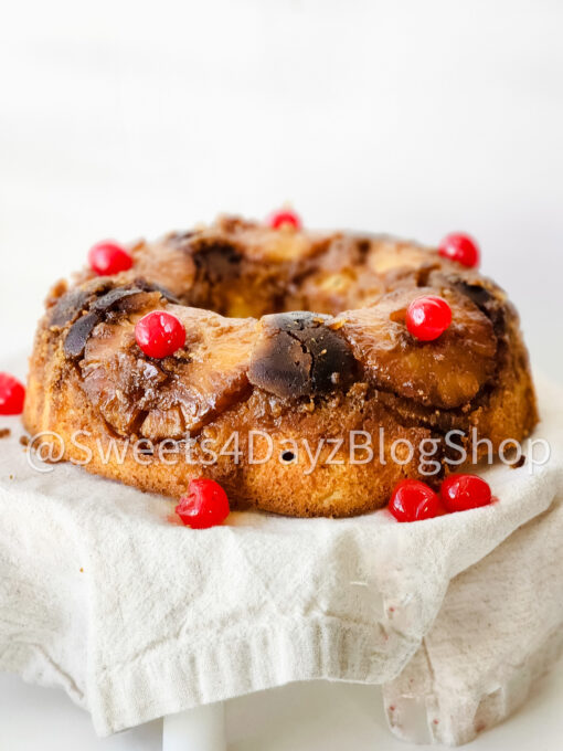 Pineapple Upside Down Bundt Cake on White - Image 4