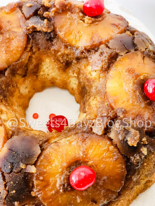 Pineapple Upside Down Bundt Cake on White - Image 6
