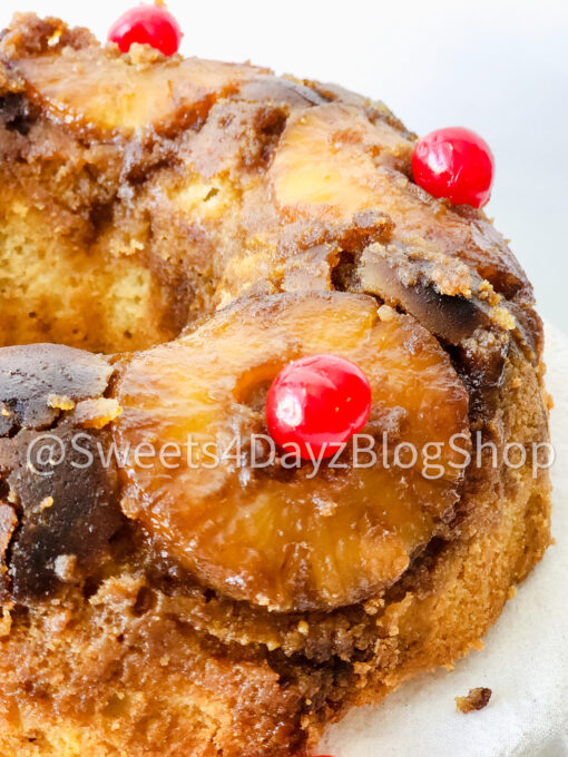 Pineapple Upside Down Bundt Cake on White - Image 7