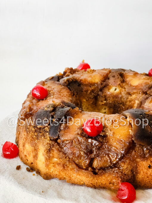 Pineapple Upside Down Bundt Cake on White - Image 8