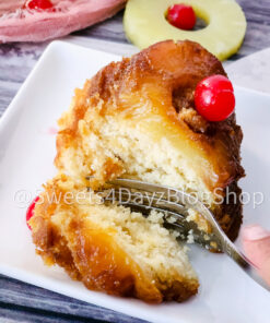 Pineapple Upside Down Bundt Cake on Grey Wood