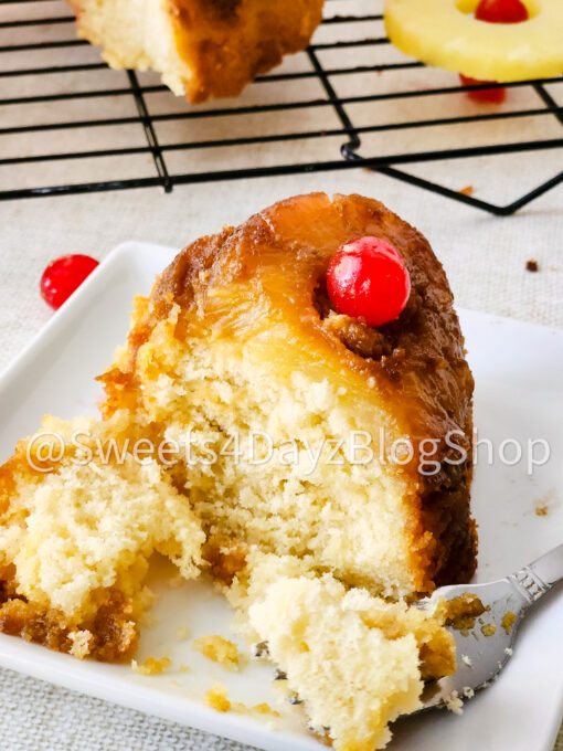 Pineapple Upside Down Bundt Cake on Linen - Image 2