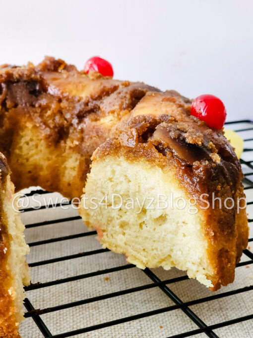Pineapple Upside Down Bundt Cake on Linen - Image 3
