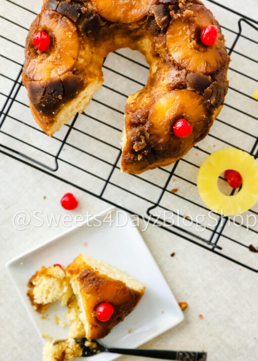 Pineapple Upside Down Bundt Cake on Linen - Image 4