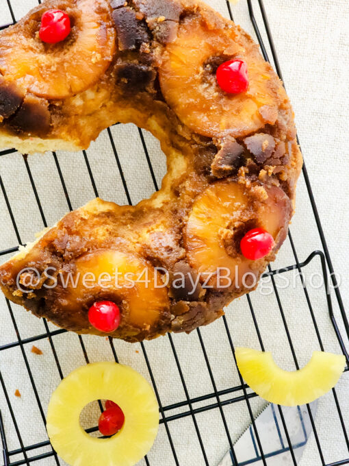 Pineapple Upside Down Bundt Cake on Linen - Image 5