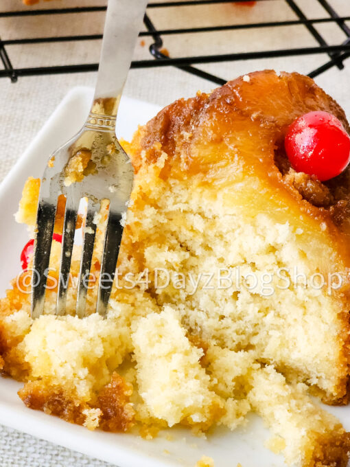Pineapple Upside Down Bundt Cake on Linen - Image 6