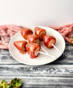Candied Strawberries on Grey Wood