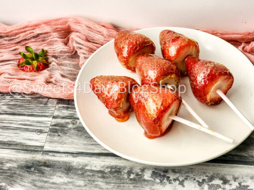 Candied Strawberries on Grey Wood - Image 5