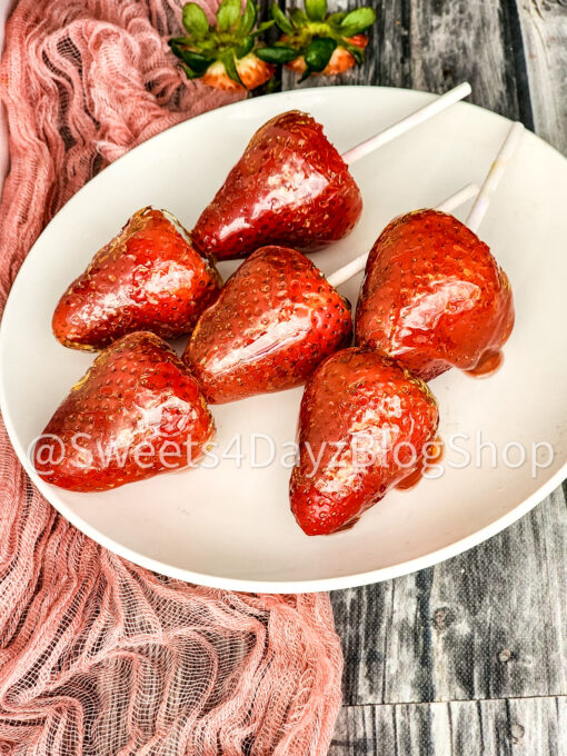 Candied Strawberries on Grey Wood - Image 8